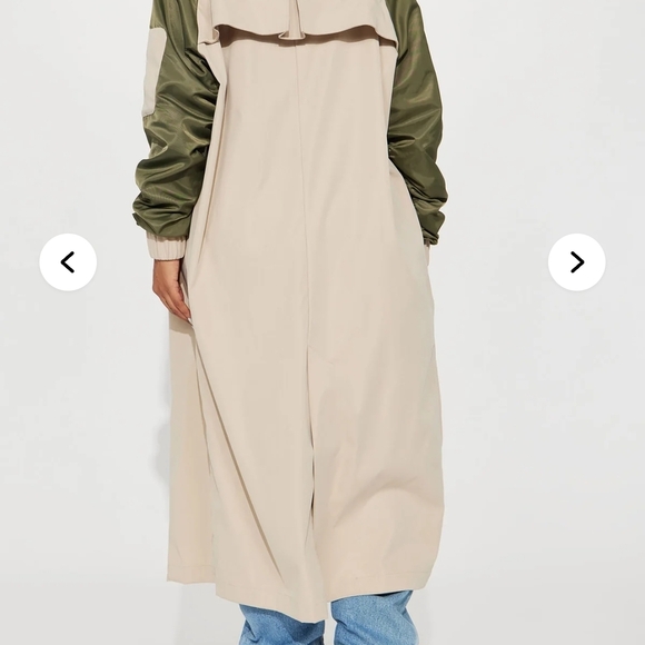 Fashion Nova Cream and Green So Caught Up Trench Coat - Picture 6 of 7